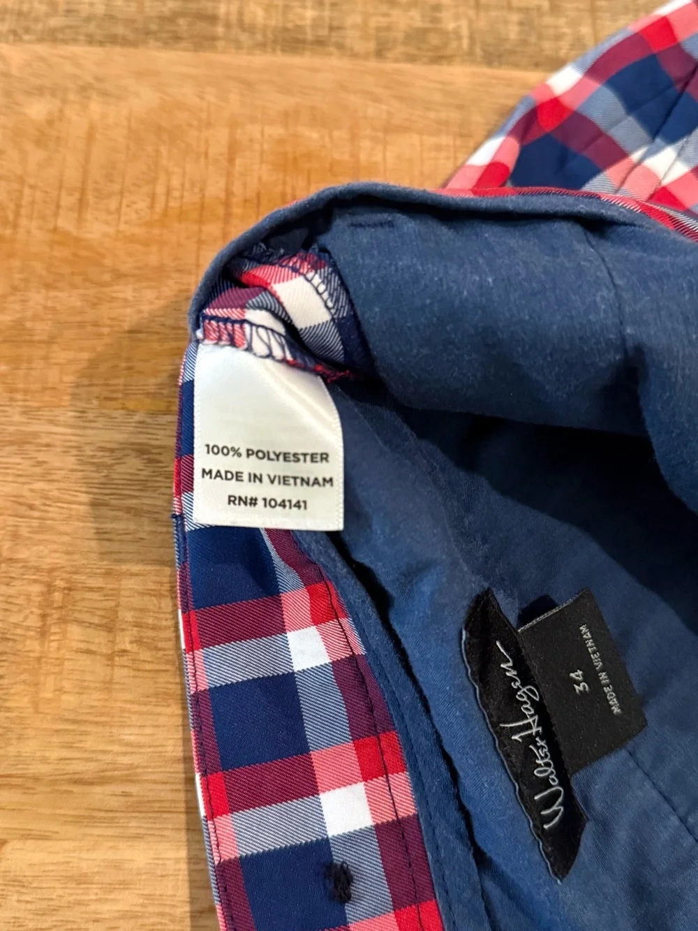 Walter Hagen Plaid Golf Shorts Men’s Size 34 Red Blue White Performance EUC